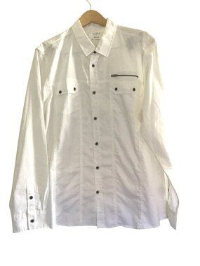 GUESS- MENS WHITE BUTTON-DOWN LONG SLEEVE 100 COTTON SHIRT SIZE XX-LARGE